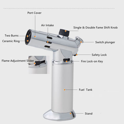 Gas Bakhoor Candle Kitchen Torch Lighter Refillable Butane Adjustable Straight Jet Lighter
