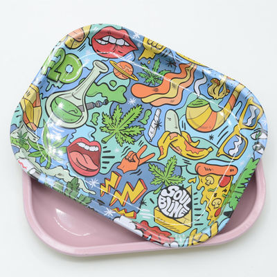 Smoke Rolling Tray Round Edge Blow Torch Kit Cute Household Snack Tray Set Metal