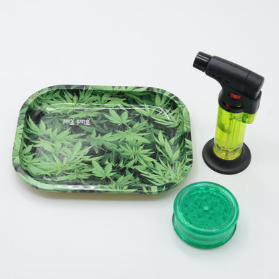 Smoke Rolling Tray Round Edge Blow Torch Kit Cute Household Snack Tray Set Metal